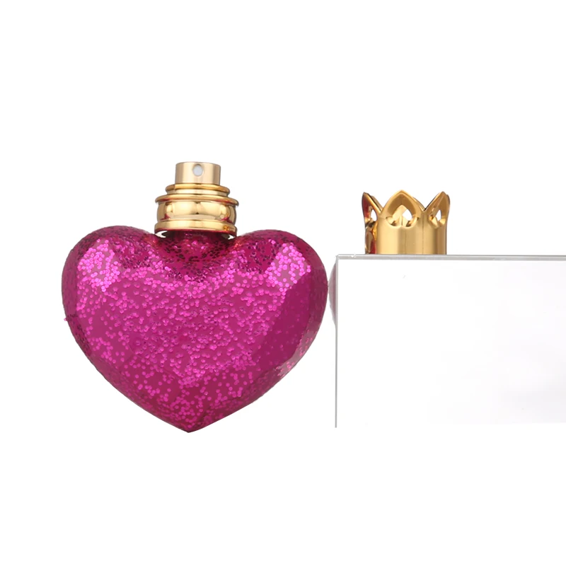 New Design Pink 30ml Refillable Heart Shaped Glass Perfume Empty