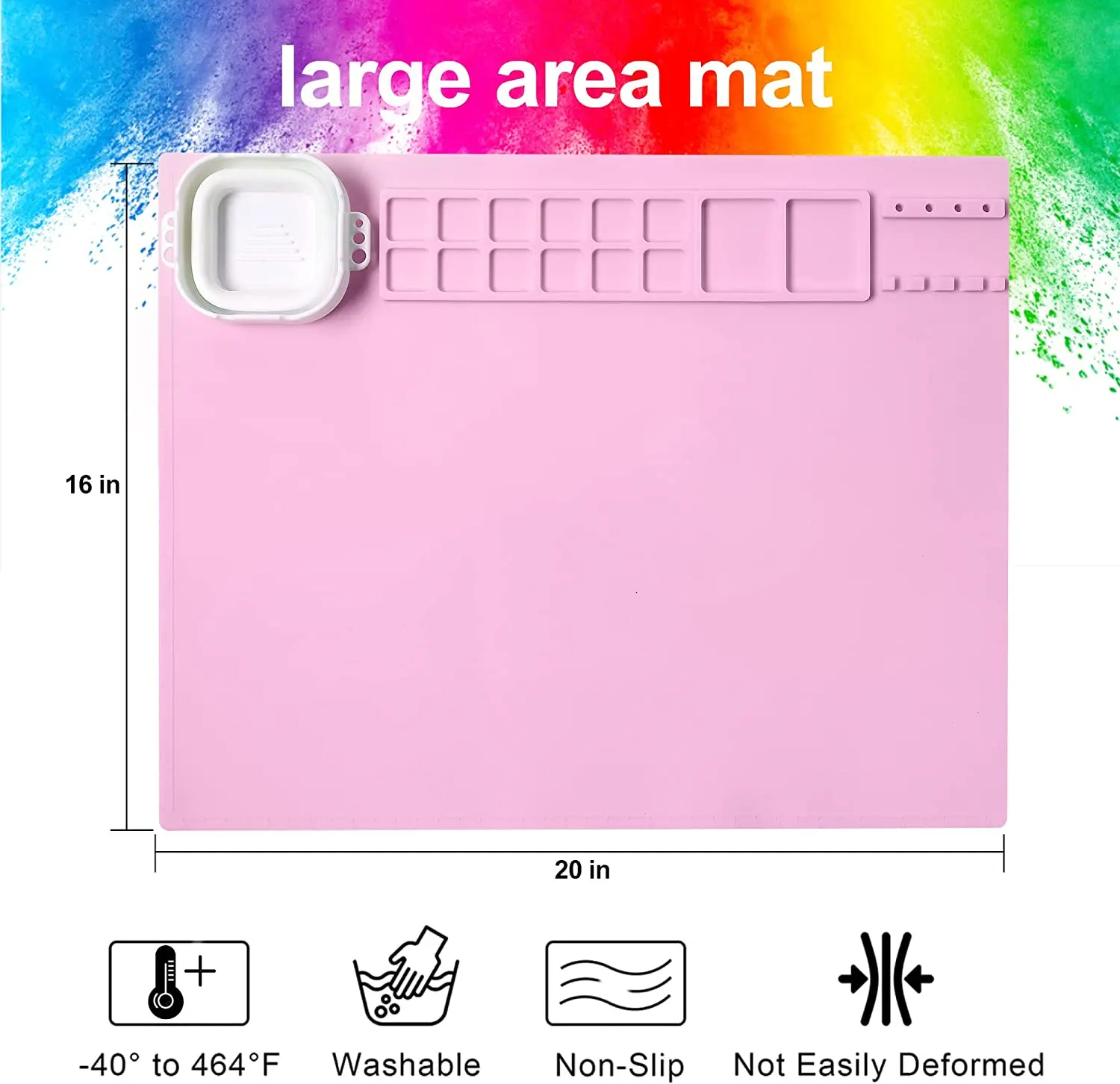 Silicone Painting Mat 20"*16" Silicone Art Mat With 1 Water Cup For