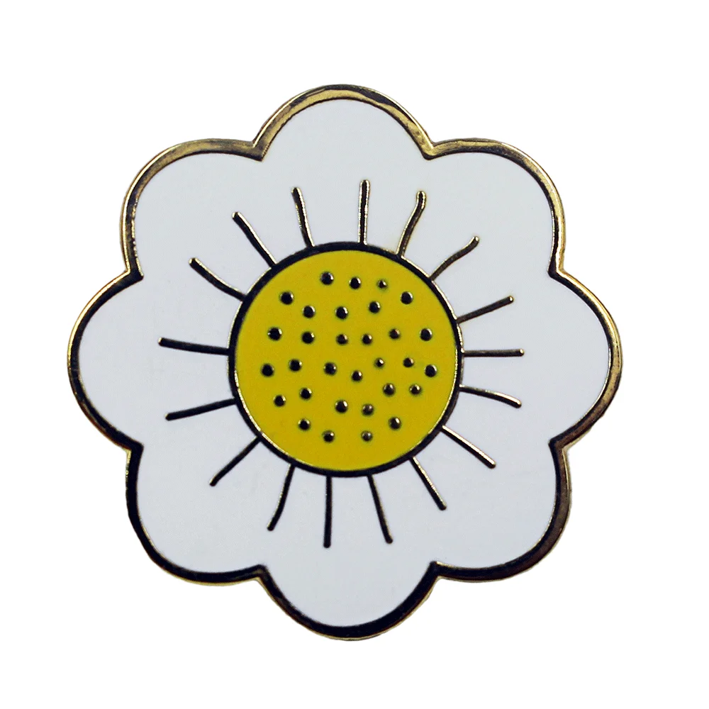 批发制作定制可爱金属向日葵徽章散装印刷 3d 环氧圆顶套装花卉针红色