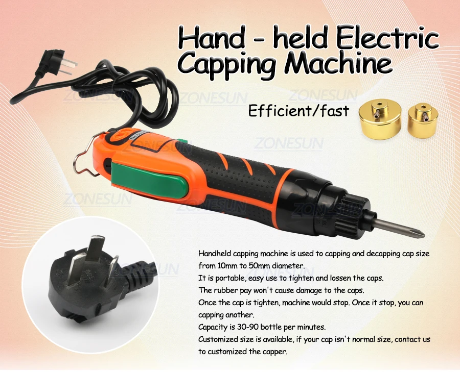 Zonesun Hand Held Bottle Capping Tool Plastic Bottle Capping Machine