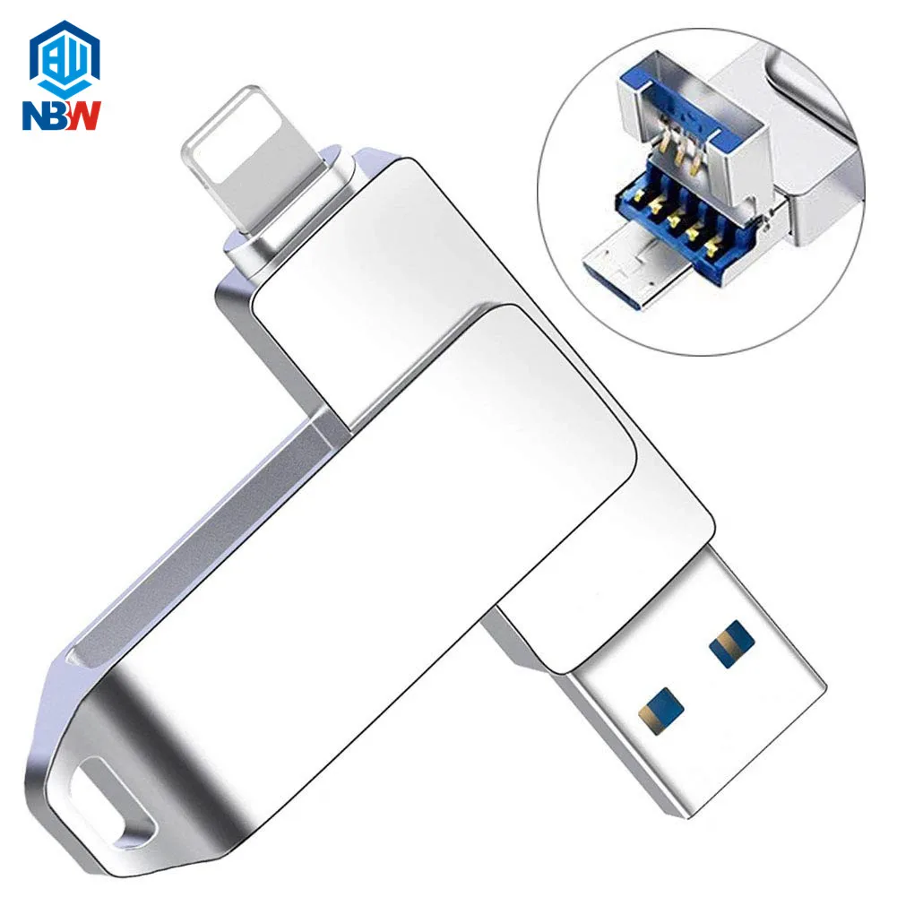 For iPhone Android PC 3 IN 1 Micro USB Stick 3.0 16GB 32GB 64GB otg Pendrive Flash Dive - ANKUX.COM