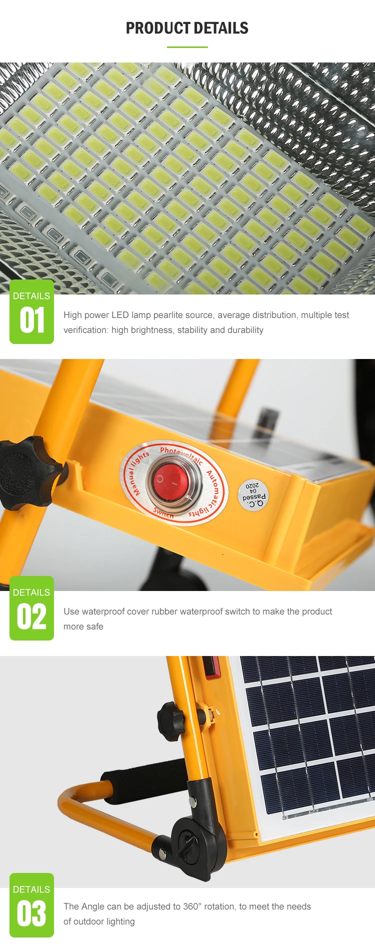 Outdoor Rechargeable USB Charging Emergency Lamp Ip66 Waterproof 50watt 100watt LED Solar Power Flood Light