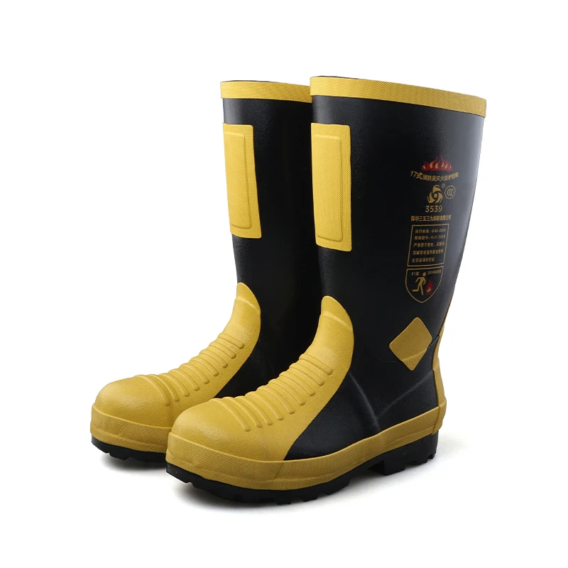 3539 Knee Firefighting Boots Steel Toe Fireman Rubber Boots Fireman