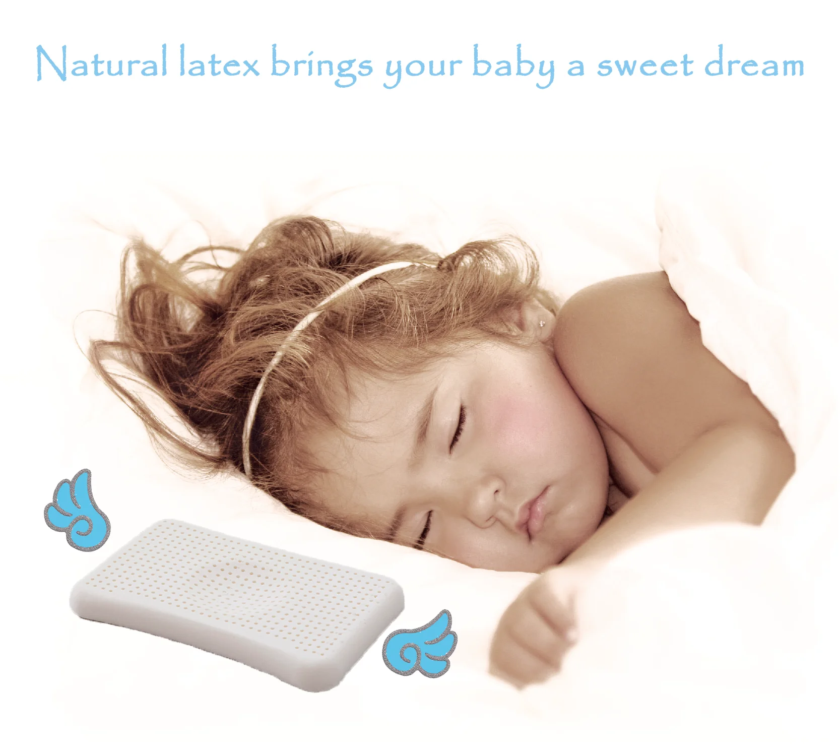 Dimple shape natural baby latex pillow with Tencel Cover, View baby