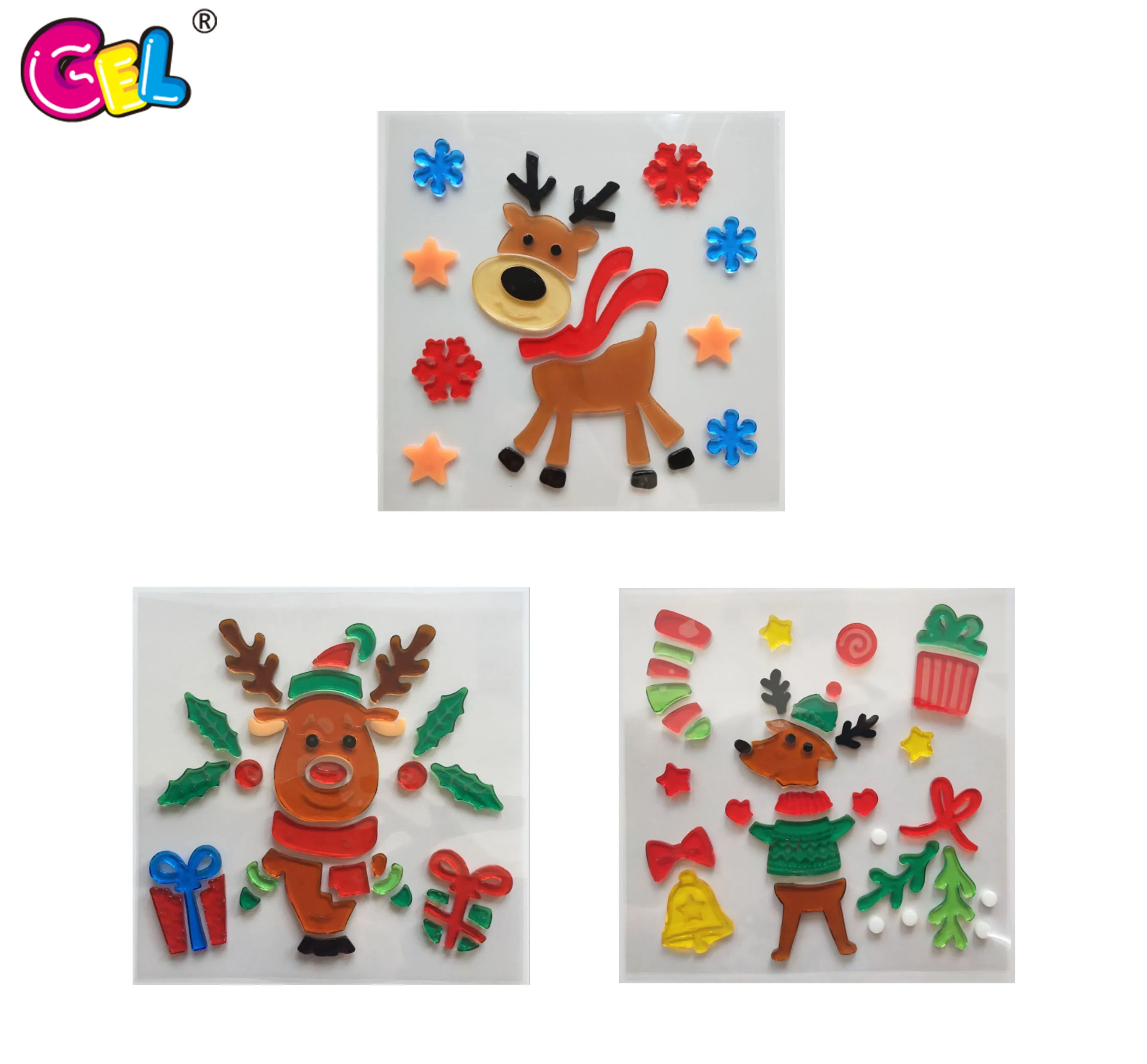 Tpr Sticker Christmas Reindeer TPR Gel Clings - Holiday Decorations