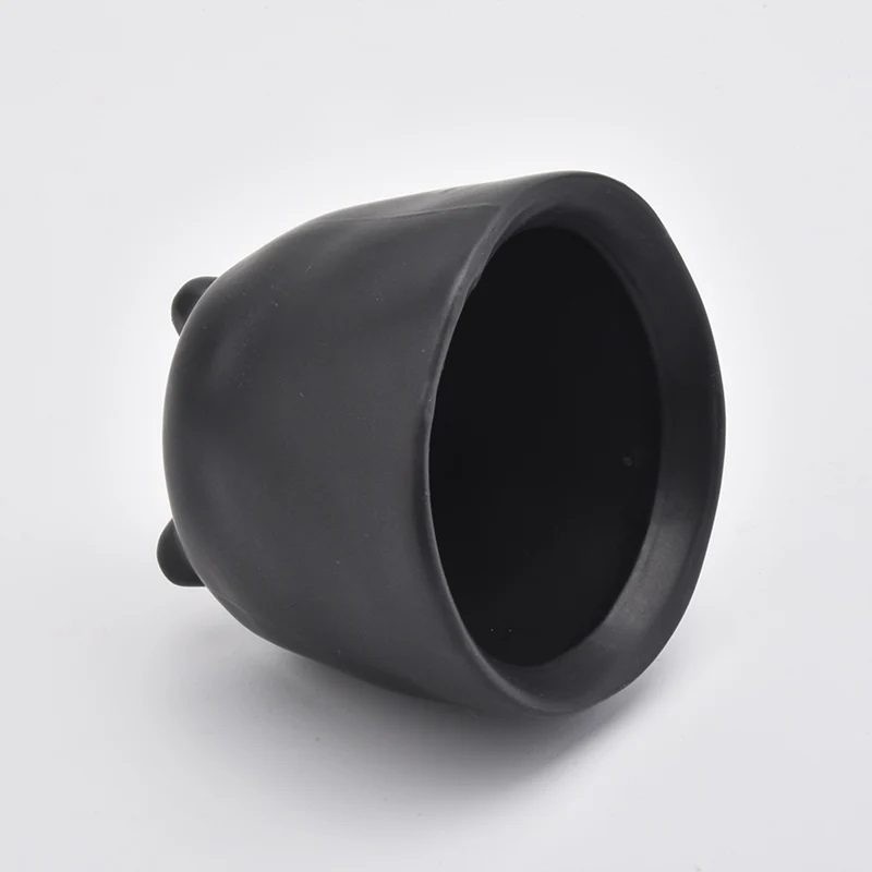 Matte Black Ceramic Candle Jars