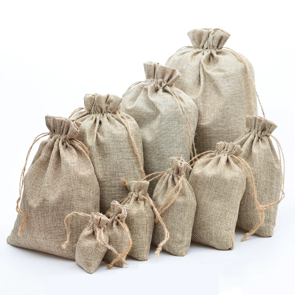 黄麻抽绳袋麻麻袋礼品黄麻 hessian 袋糖果婚礼派对喜欢袋黄麻袋咖啡