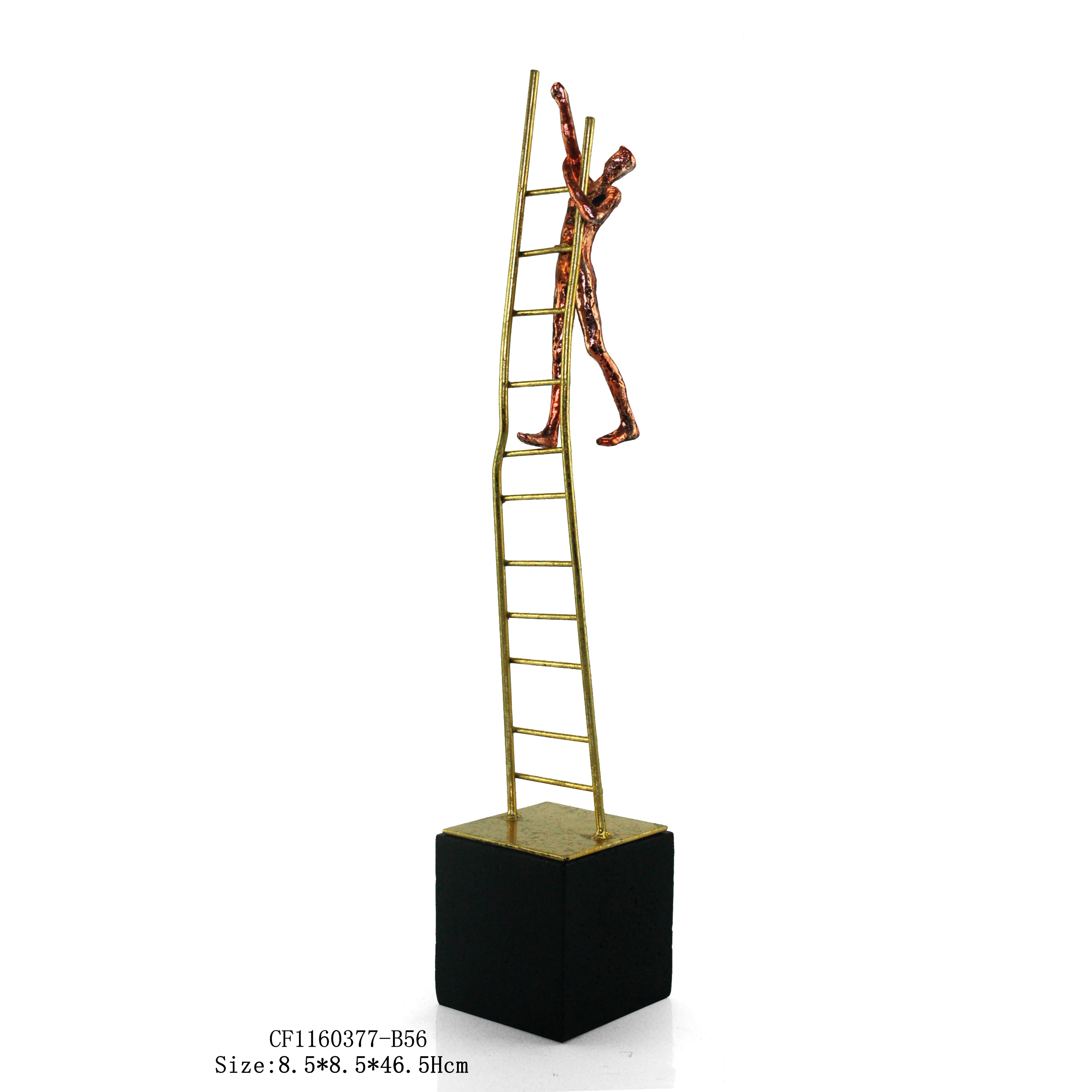 Wholesales luxury resin craft walking man with ladder for home decoration supplier