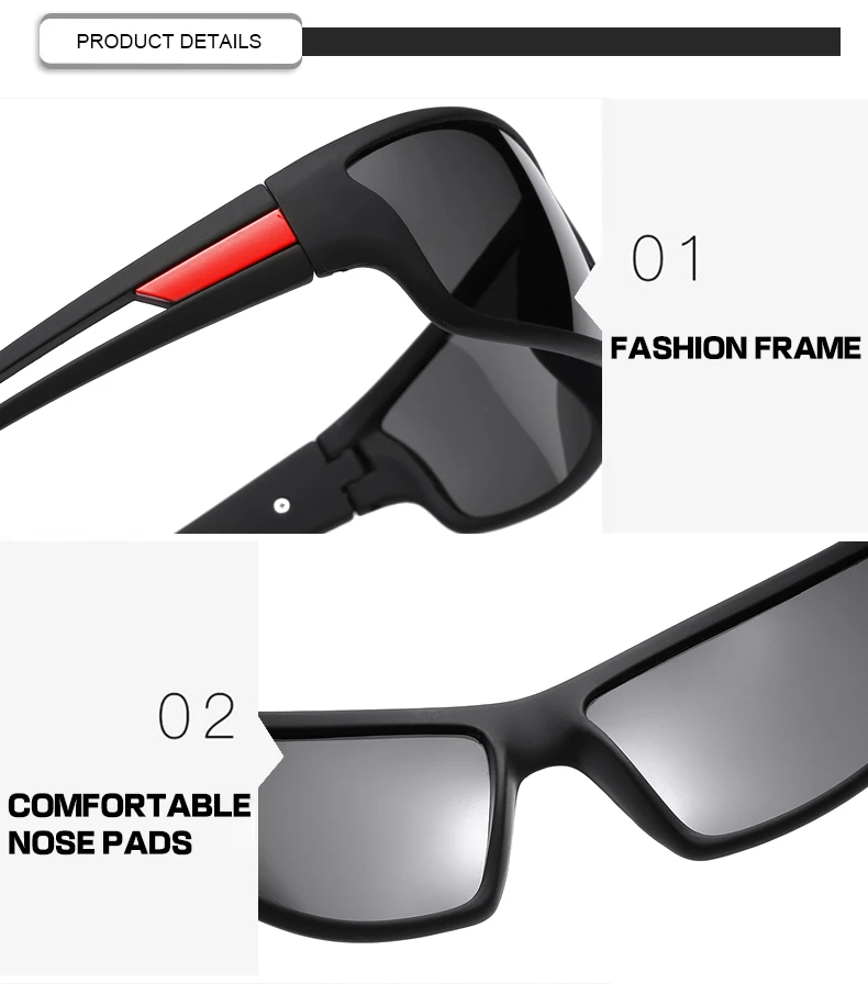 Wholesale Plastic Square TAC Polarized Custom Logo Men Sports Dust Driving Sunglasses