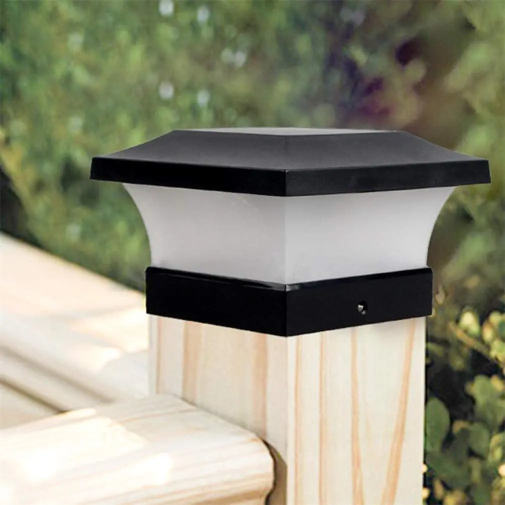 Solar LED Post Lights Outdoor Garden IP65 Waterproof Square Black Landscape Post Lamp for 4 x 4 Wooden Posts/Deck/Patio/Fenc
