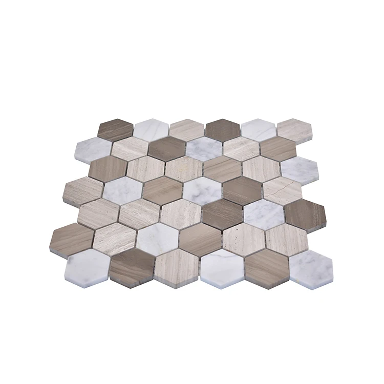 Moonight Modern Design Carrara White Thassos Hexagon Marble Mosaic Tile  for Backsplash and Wall