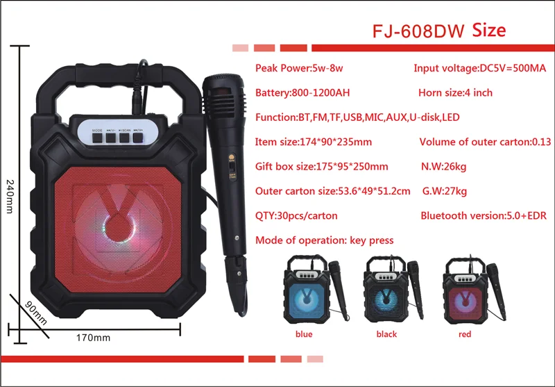 Portable Bluetooth-speaker Stereo Sound Box Loudspeaker Karaoke Mp3 music Speaker - ANKUX.COM