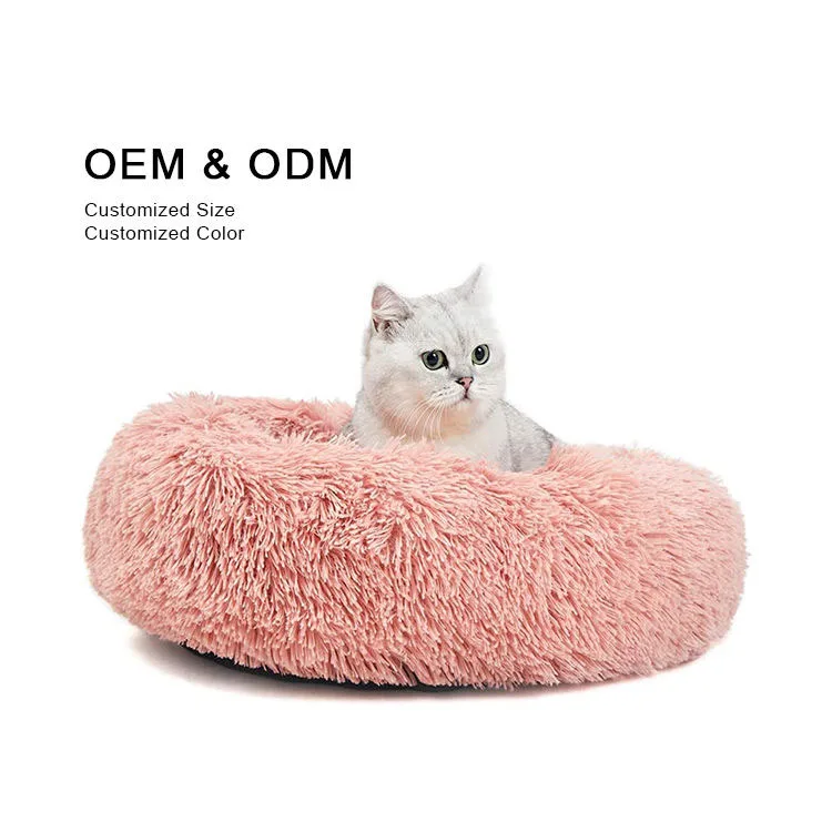 Luxury Dia 40cm Round Washable Plush Mat Calming Antislip Faux Fur