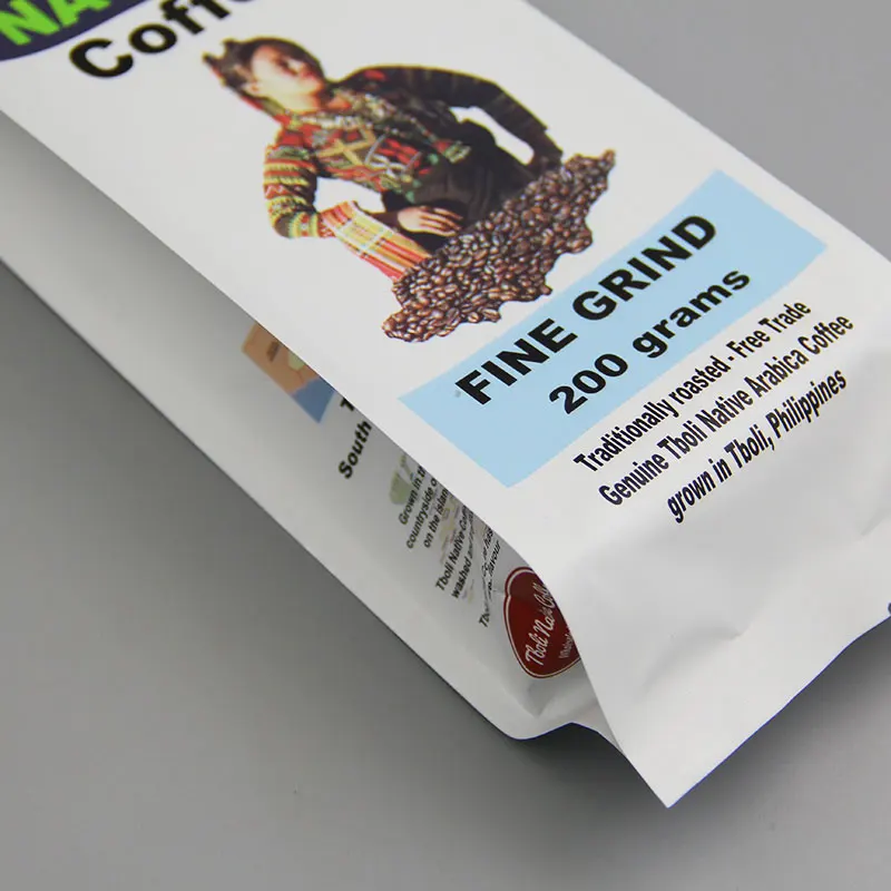 定制印刷站起来侧扣板咖啡包装袋