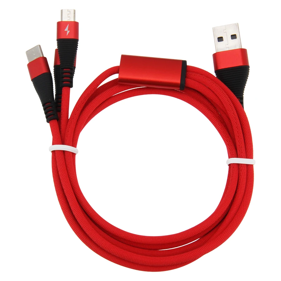 120cm 3 in 1 USB Charger Cable For iPhone & Micro USB & Type C Cables Fast Charging Charger Cord for iPhone X Samsung S10 - ANKUX.COM