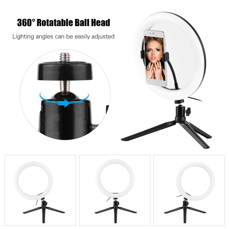 26cm/10inch LED Selfie Ring Light Dimmable LED Ring Lamp Photo Video Camera Phone Light ringlight For Live YouTube Fill Light