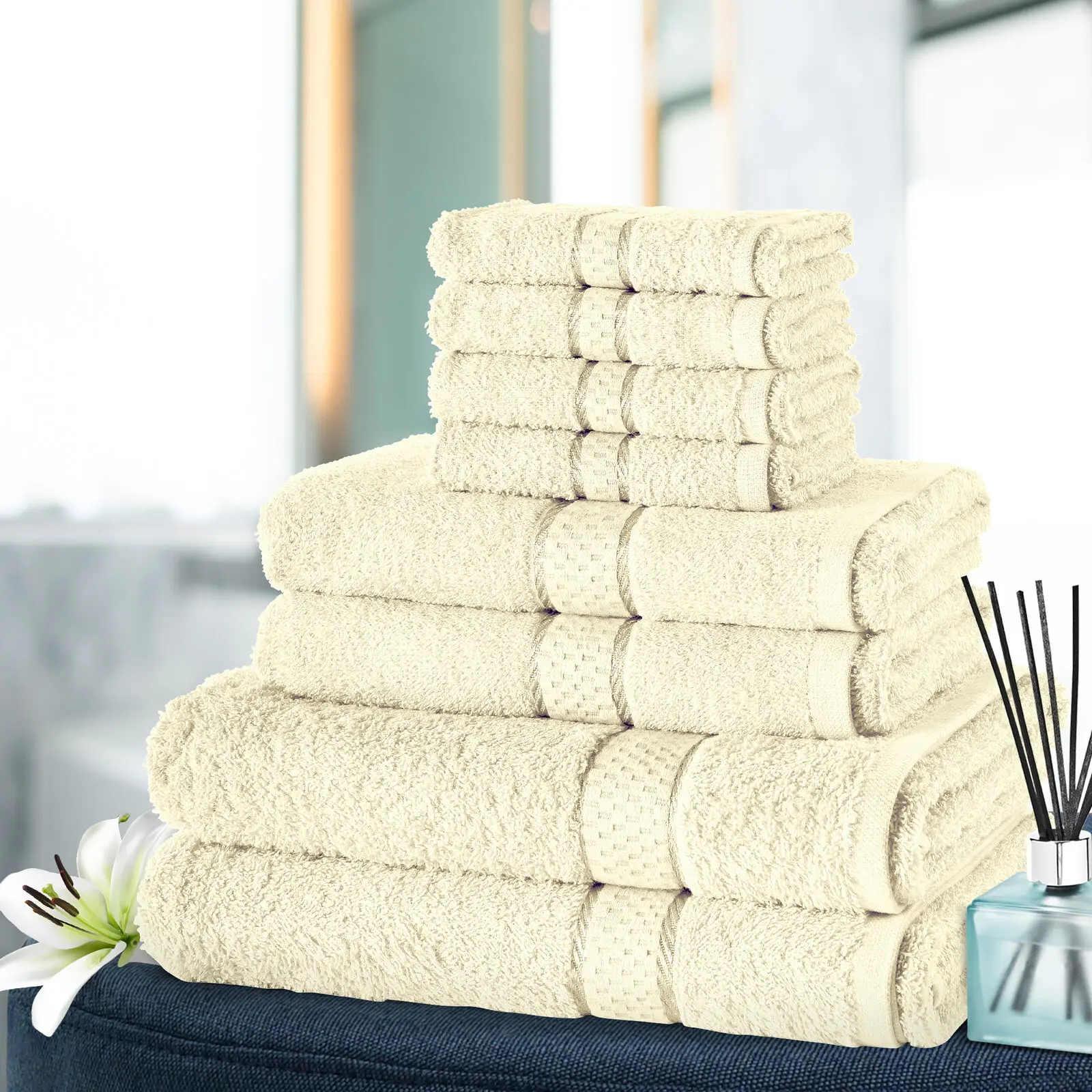 100% Egyptian Cotton Towel Bale Set Face Hand Bath Towel for Bathroom Gift Set 