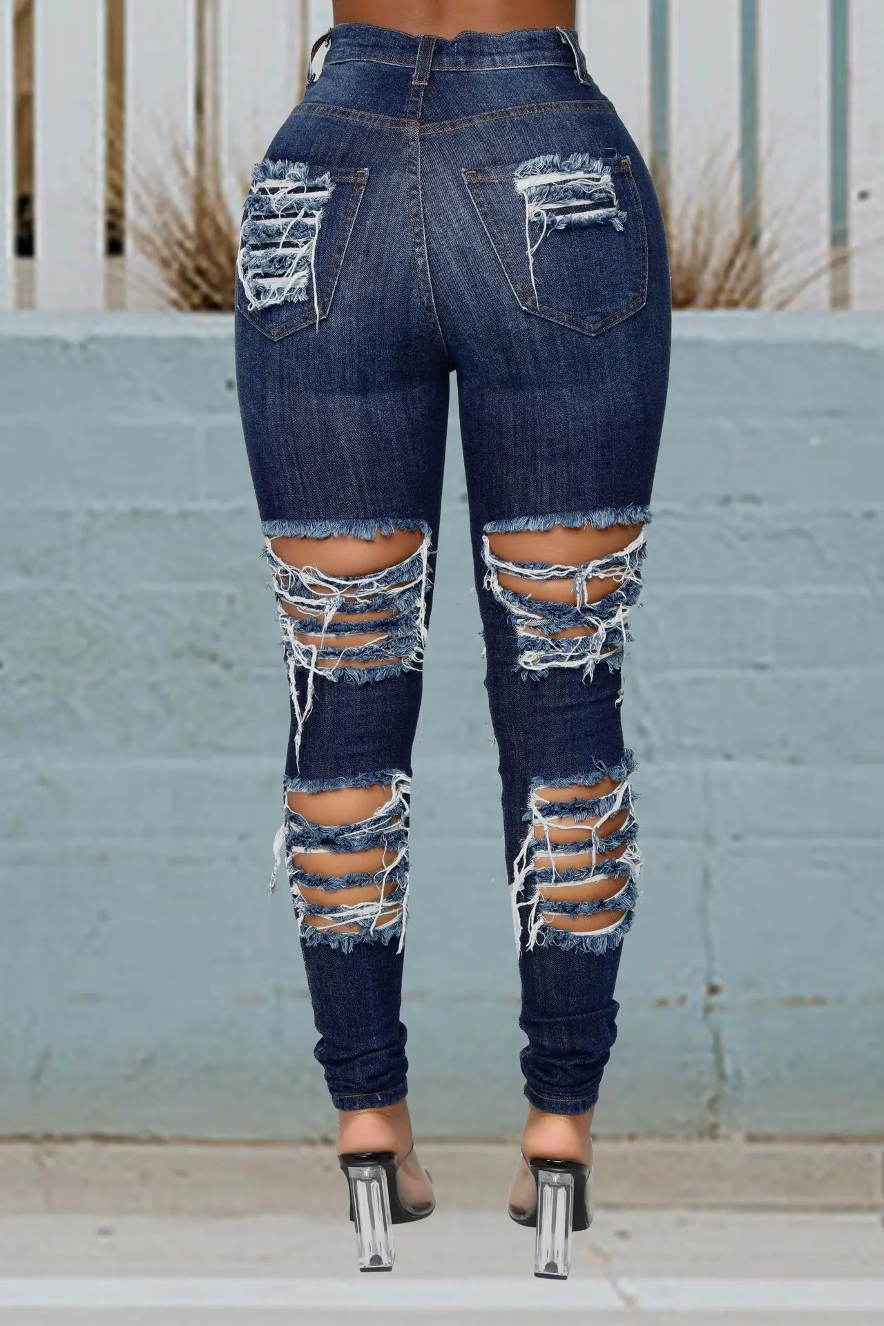 Latest Design Fashion Casual Dark Blue Cut Up Sexy Washed Women Ripped Jeans Buy Sexy Women Jeans Dark Blue Jeans Women Ripped Jeans Product On Alibaba Com