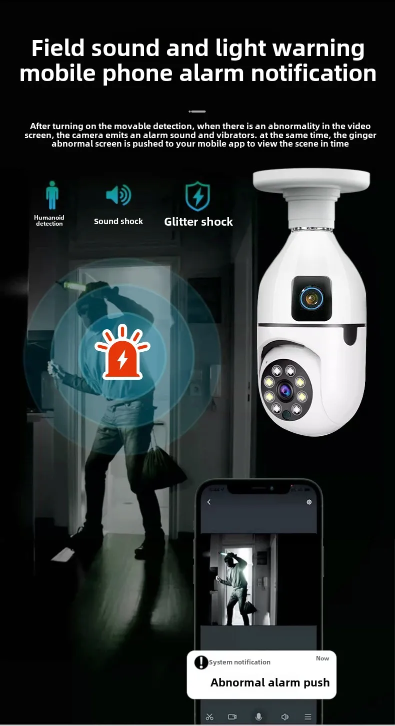 Cloudbirds V360pro E27 Bulb Mini Wireless IP Camera Small Indoor Binocular Dual Screen Right Left Rotate Screw PTZ Cloud Data