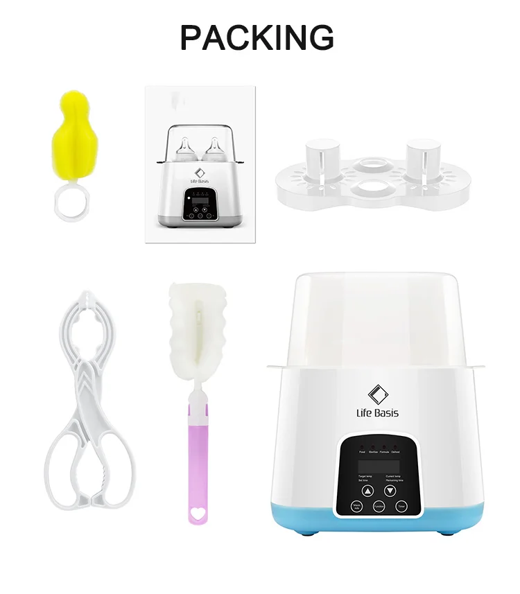 Auto power-off LCD display bottle warmer digital baby bottle electric sterilizer and dryer
