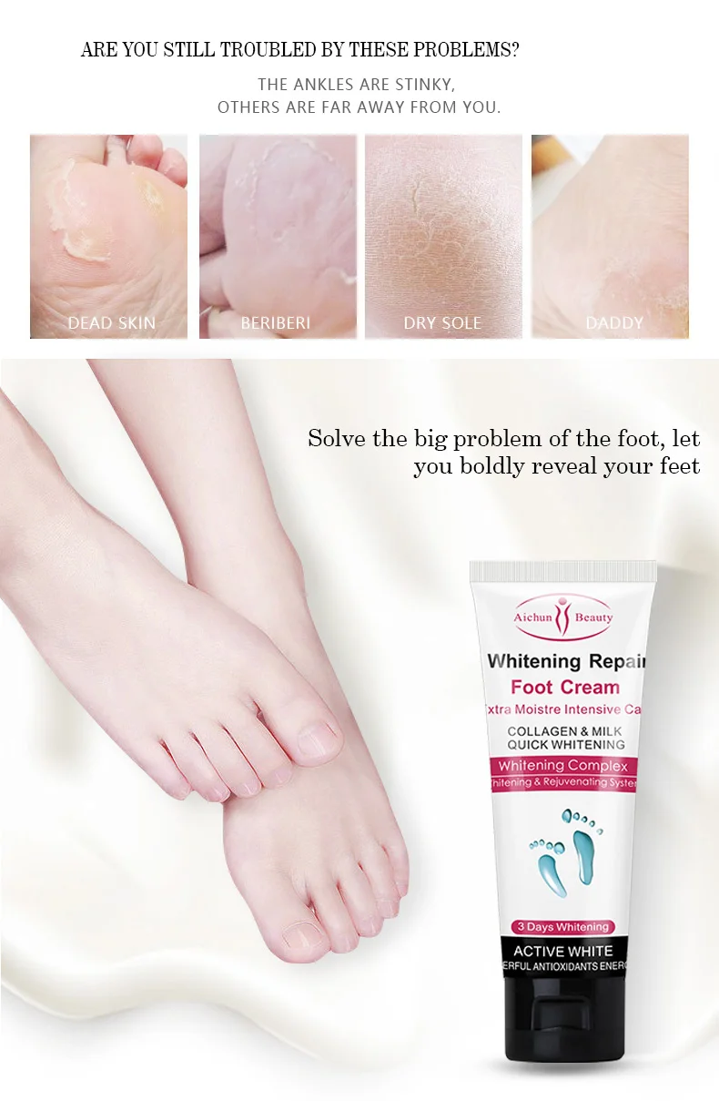Aichun Beauty Natural Crack Heel Repair Cream Collagen Hydration Milk Dry Dead Removal Whitening Foot Care Cream