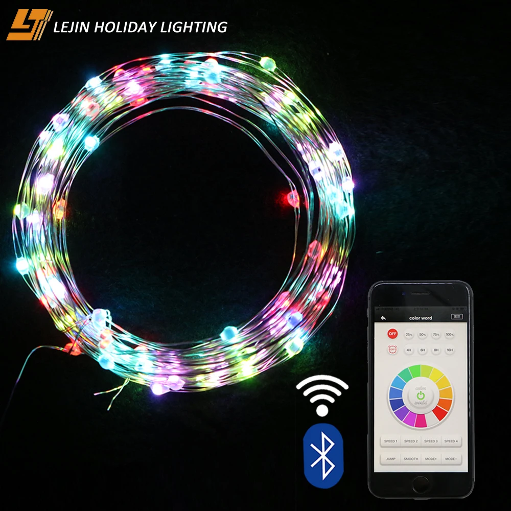 APP 8fuction copper led string lights intelligent remote with bluetooth conrtol