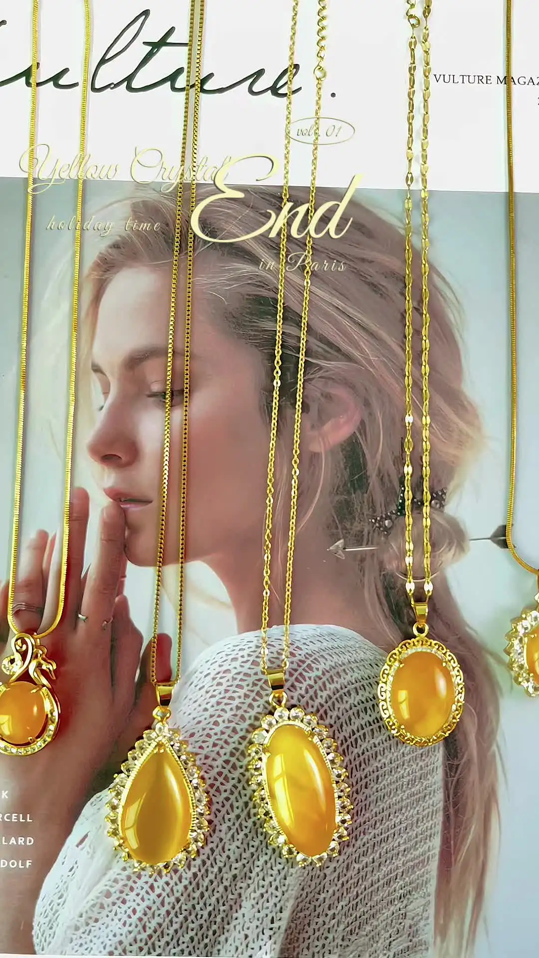 2024 New Trend Vintage Jewelry Yellow Jade Aristocratic Style