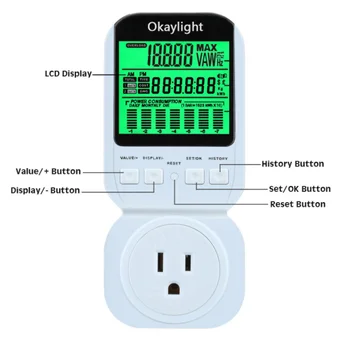 high accuracy single phase power meter plug-in watt meter