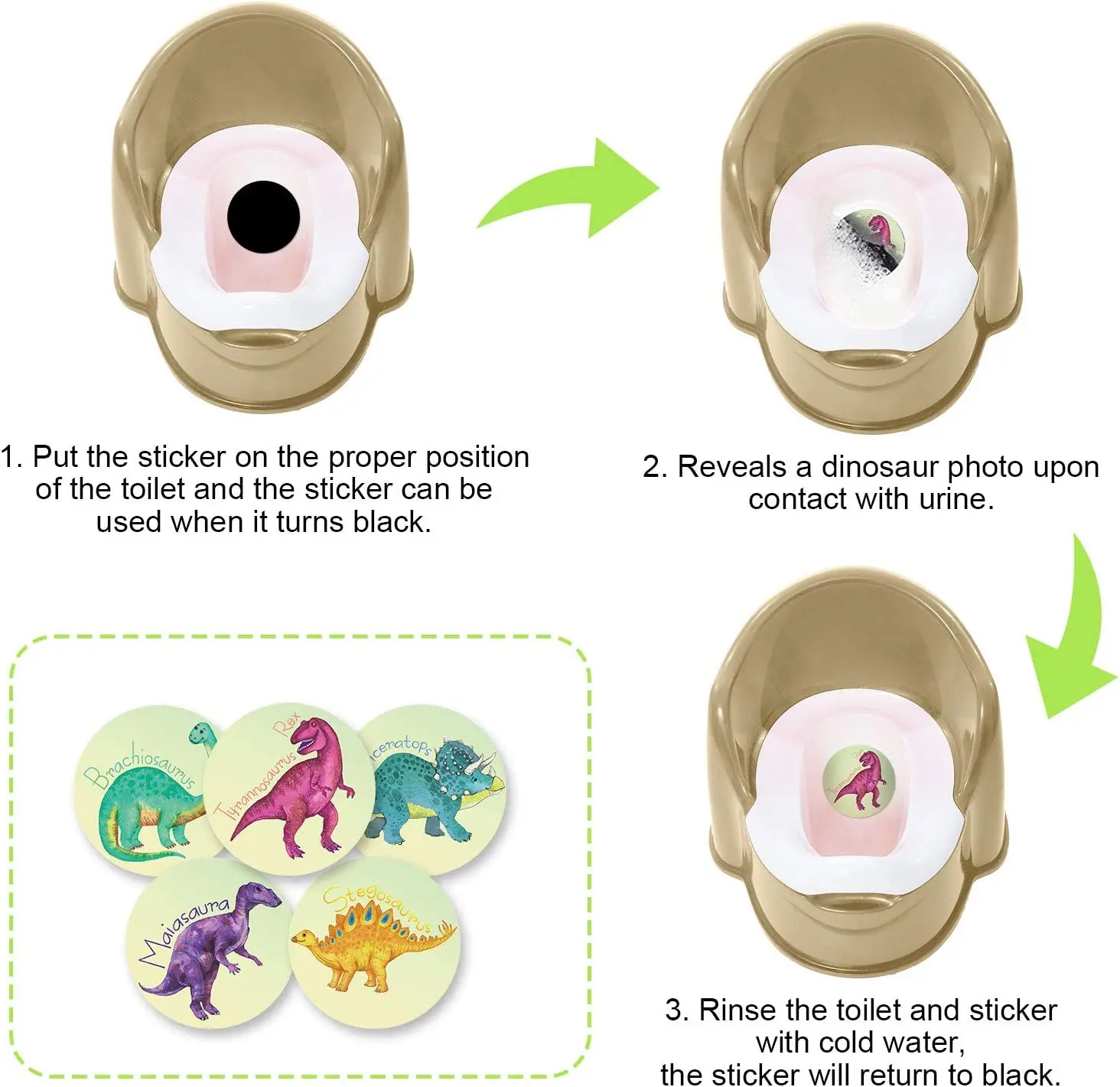 Potty Training Dinosaur Stickers Toilet Targets Stickers Color Changing