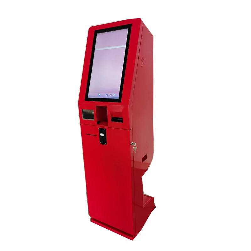 Self order kiosk in restaurant with cash and coin accept and  recycler function