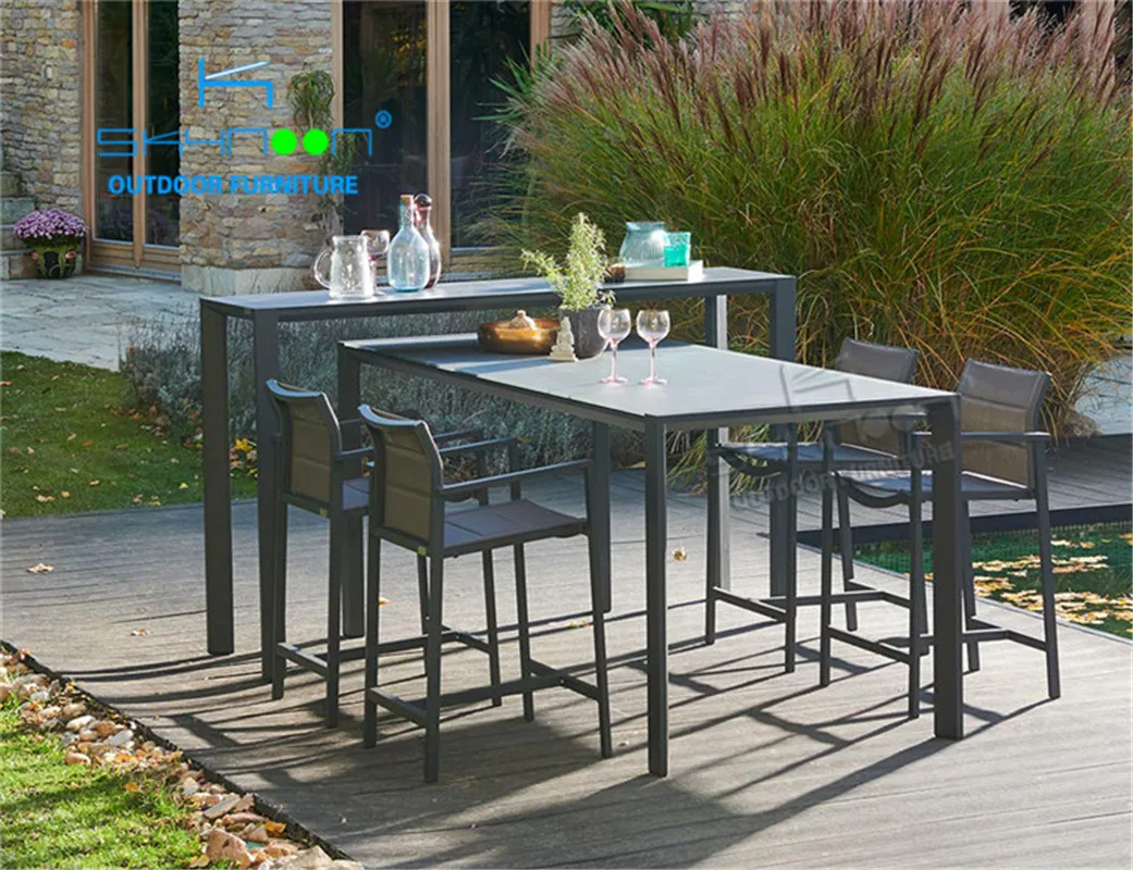 Luxury Coffee Bar Table And Chair Furniture Modern Aluminum Patio Bar