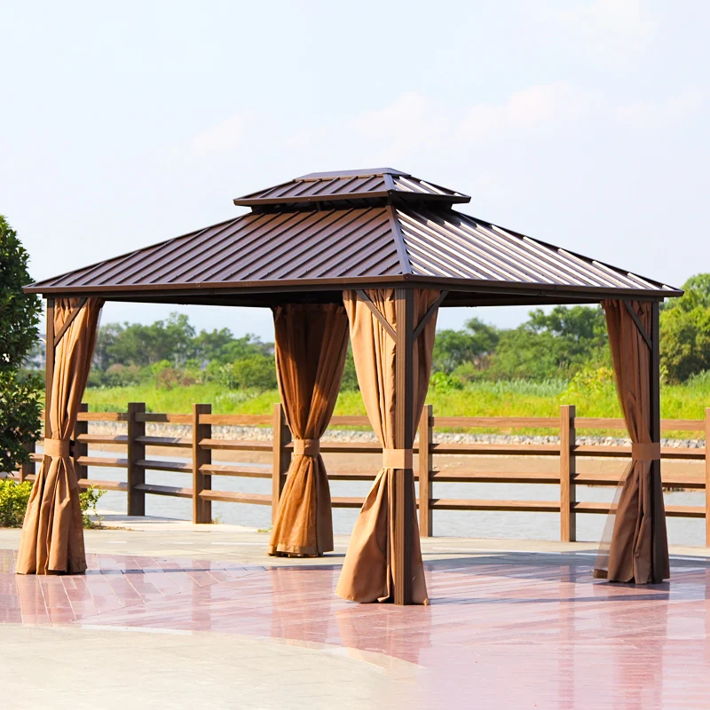 Modern Garden Waterproof Roof Gazebo Sunshade Customizable 3.65*6m