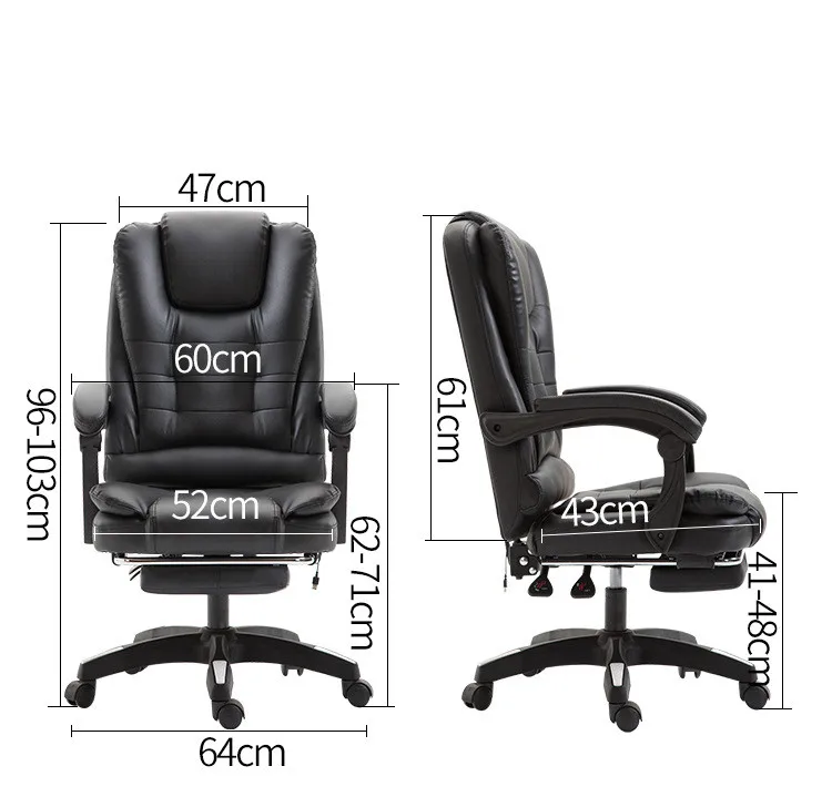 2-point soft comfortable massage office chair with footrest