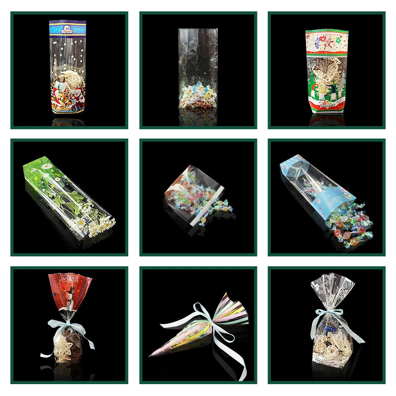 Opp Plastic Packaging Bag Candy Bopp Clear Block Bottom Pouch Opp Square Bottom Bag Opp Cello