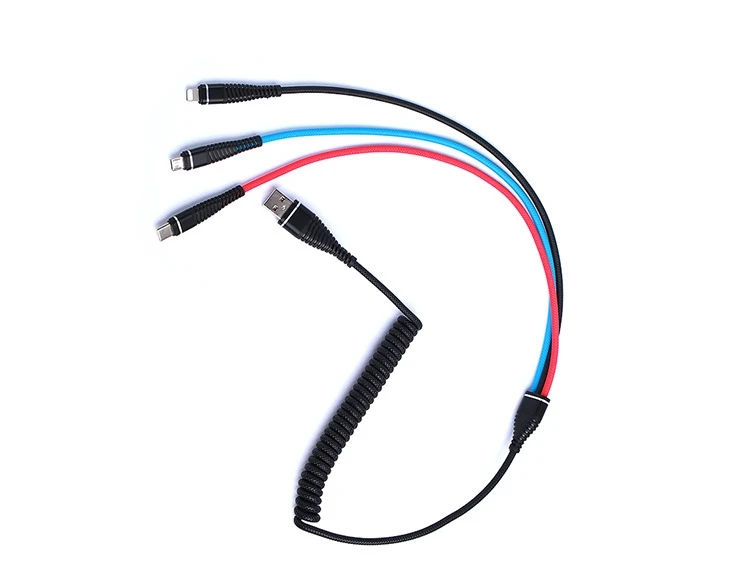 high quality 3 in 1 usb android braided spring data charging cable - ANKUX.COM