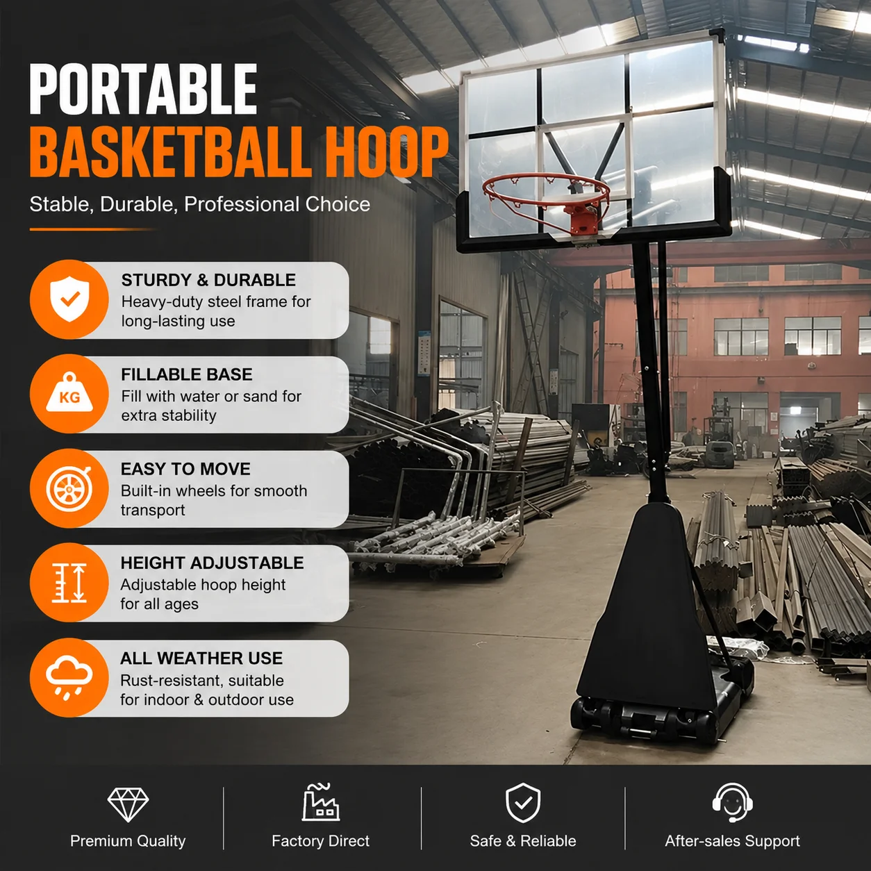 LDK Portable Glass Basketball Hoop Cancha Basketball Adjustable Basketball Hoop System