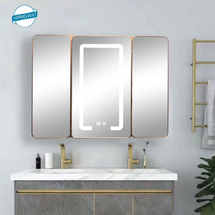 CE ROHS Aluminum Frame Smart Vanity Bathroom LED Lighted Mirror Cabinet
