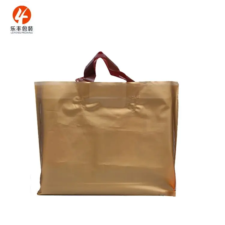 Poly Custom Plastic Shopping Bags Soft Loop Handle Plastic Bag Carrying Bag with Custom Logo