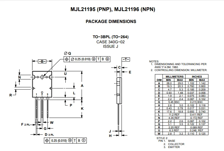 to-3pl 16a 250v npn   pnp 大功率音频晶体管双极结型晶体管