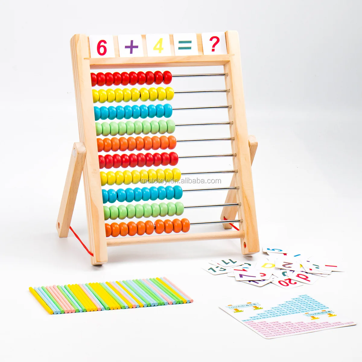 Fengh Perle en bois Abacus Counting Nombre enfants Maternelle Math Learning enseignement jouet