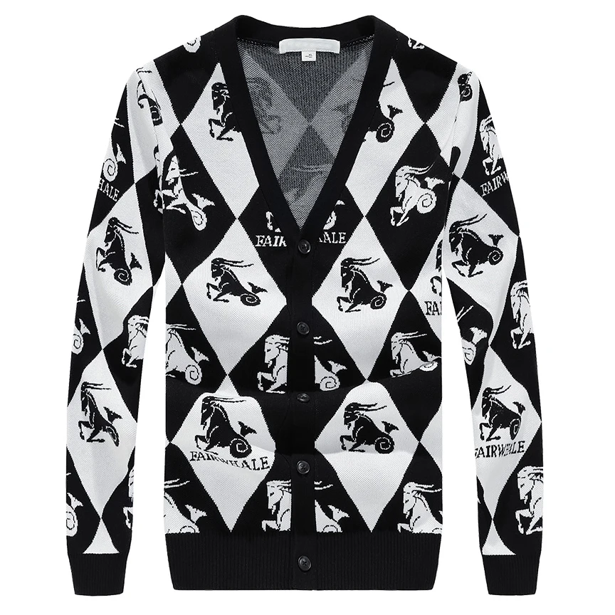 Men Knitted Striped Jacquard Cardigan 