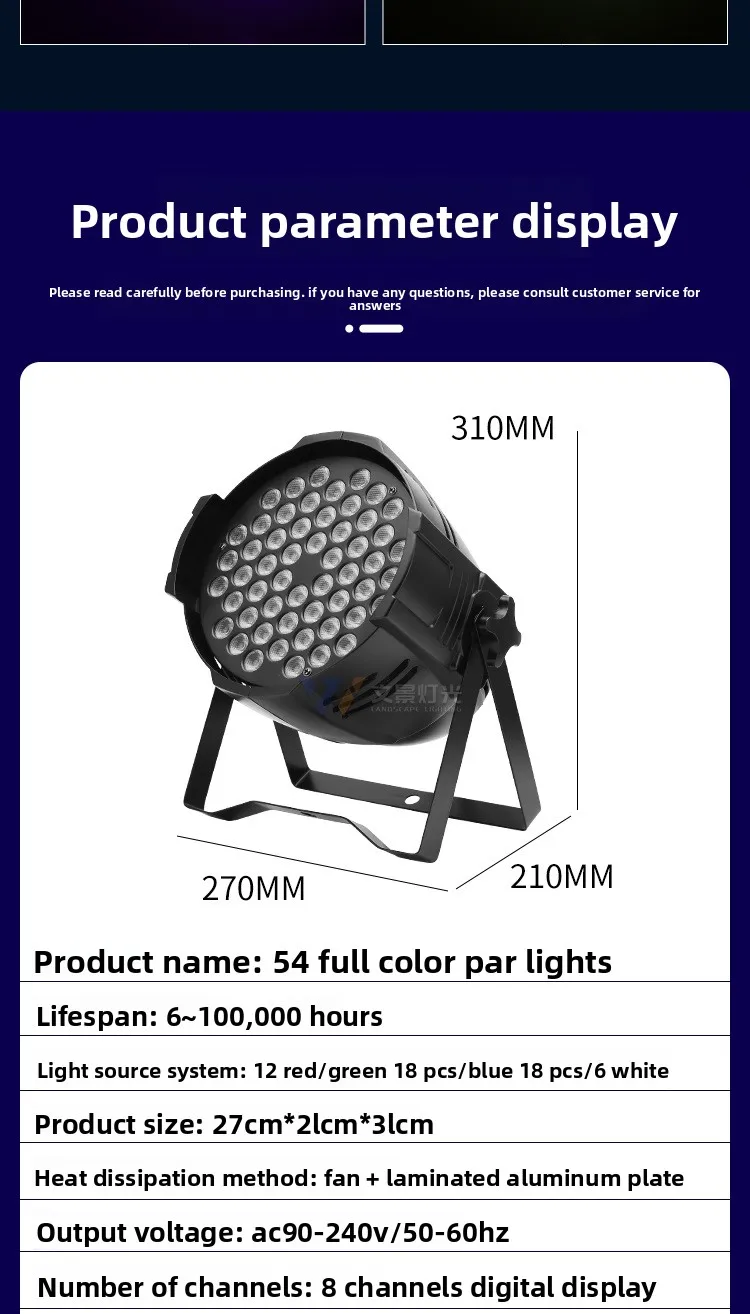 product wenjing 54pcs 3w cob led full color par light ip65 surface spotlights for wedding bar dance room stage lighting-10