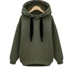 Hoodies Women Warm Sweatshirts Green Side Zipper Hooded Long Sleeve Plain Hoodie Pullover