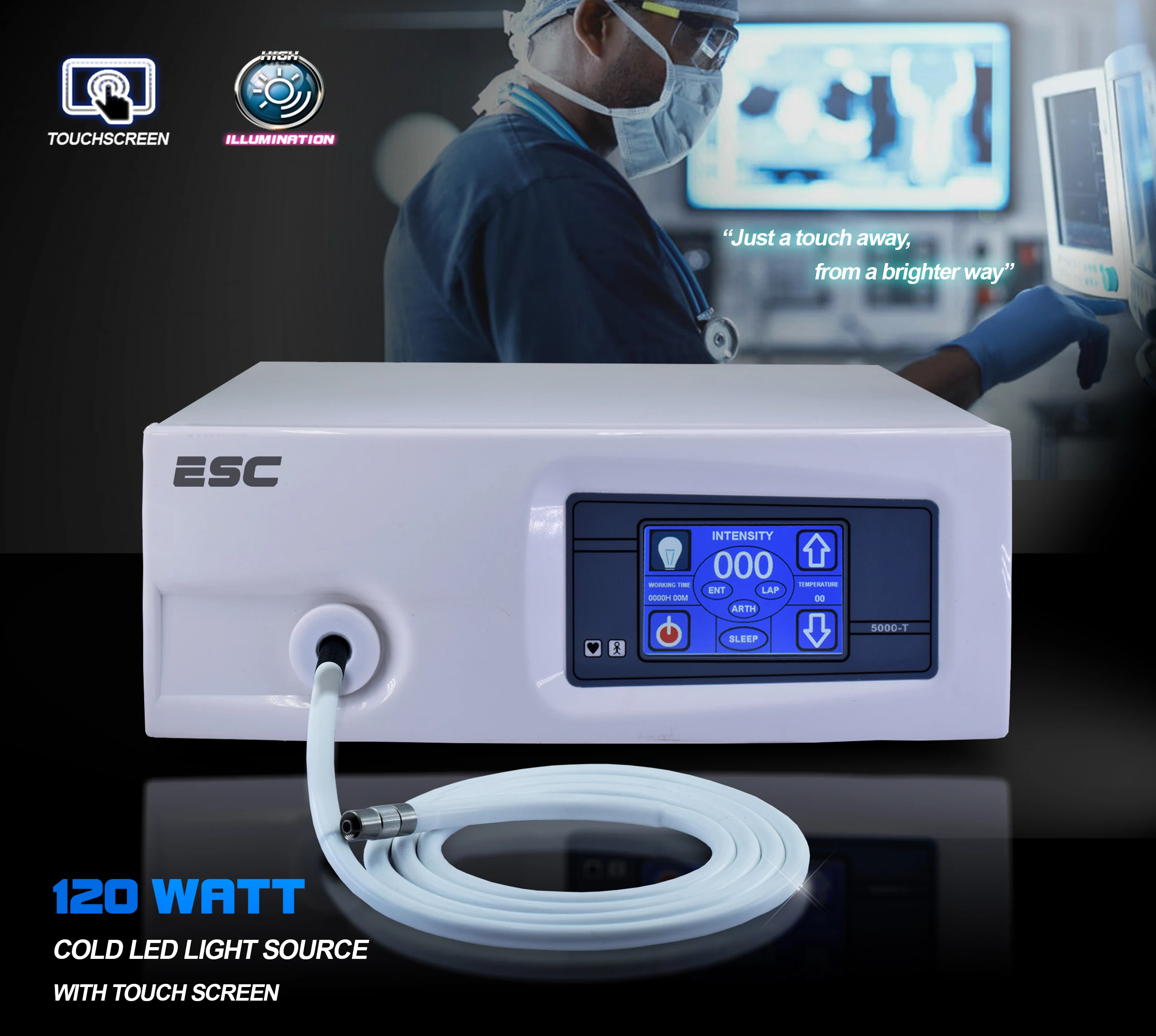 Endoscopy Cold LED Light Source Medical for Rigid Endoscope 120 Watt