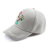 Promotion Portugal Football Sports Caps Rooster Logo Embroidered Sports Hat Gray 6 Panel Unisex Cotton Baseball Hats Cap