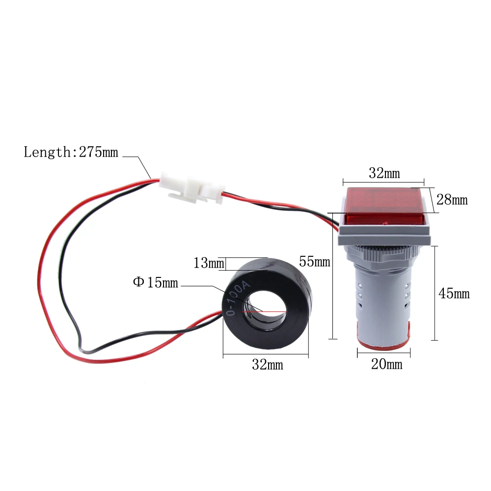 22mm Ce Led Square Mini Crystal Membrane Digital Display Hz Hertz Frequency Meter Indicator Lamp Measuring Range 0-99hz Freq