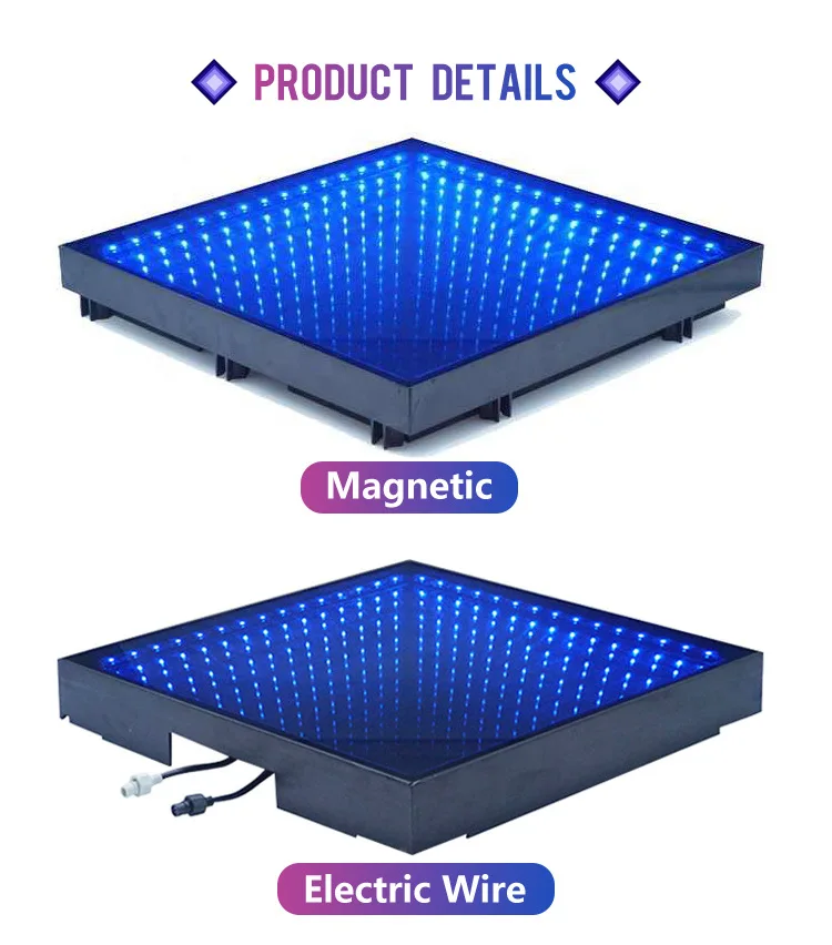 product 3d led mirror aluminum body moving lights colorful dance floor tiles with dmx512 control stage lighting384-5