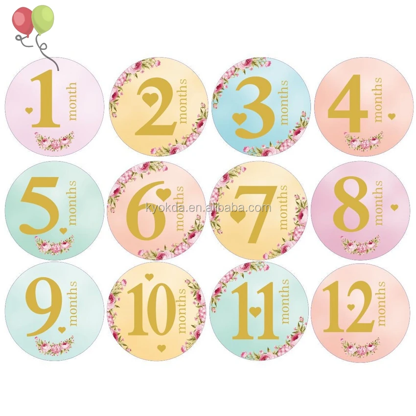 First Year Belly Card 1-12 Months for Photo Keepsakes Wodwad 12 Pcs Baby Monthly Milestone Cards