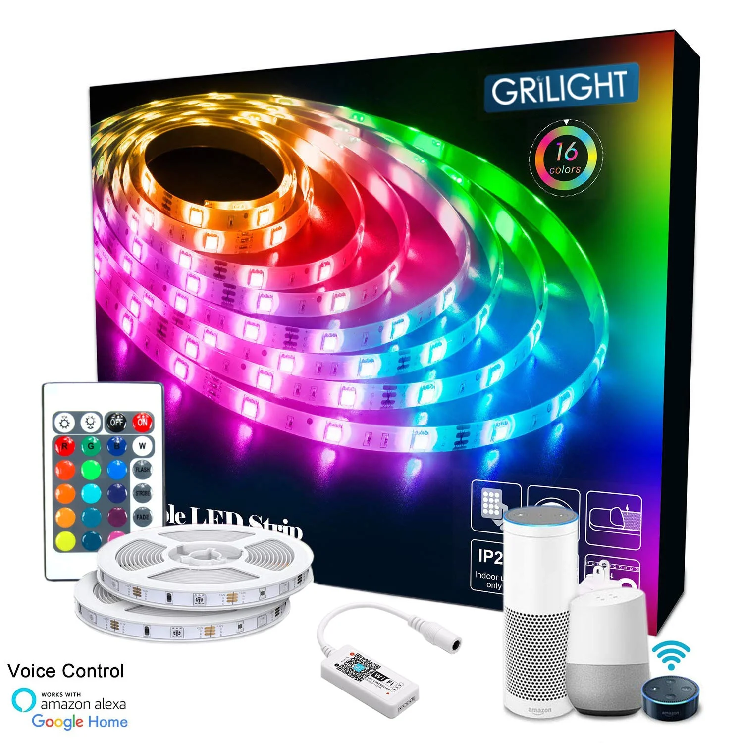 App controlled full kit music sync voice control google home Alexa Tuya 5050 5M 10M waterproof wifi smart RGB LED strip Light