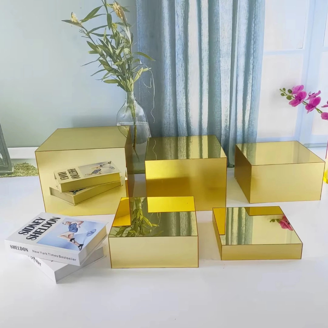5PCS Pack Gold Acrylic Display Rack Catering Food Display Risers Set ...